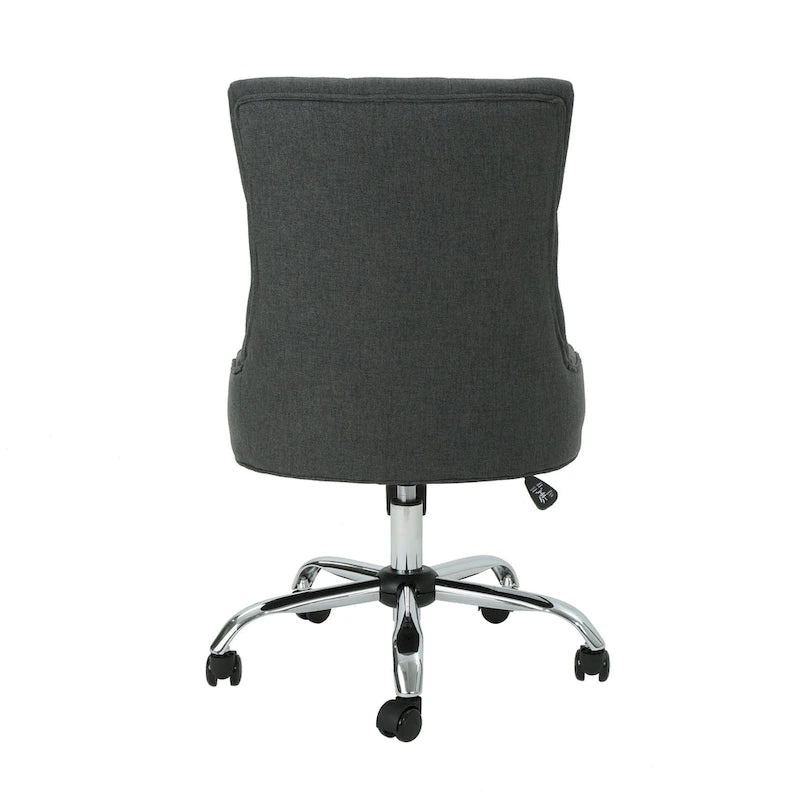 Dark Grey / Beige Diamond Tufted Swivel Office Chair for 1 Person