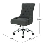 Dark Grey / Beige Diamond Tufted Swivel Office Chair for 1 Person