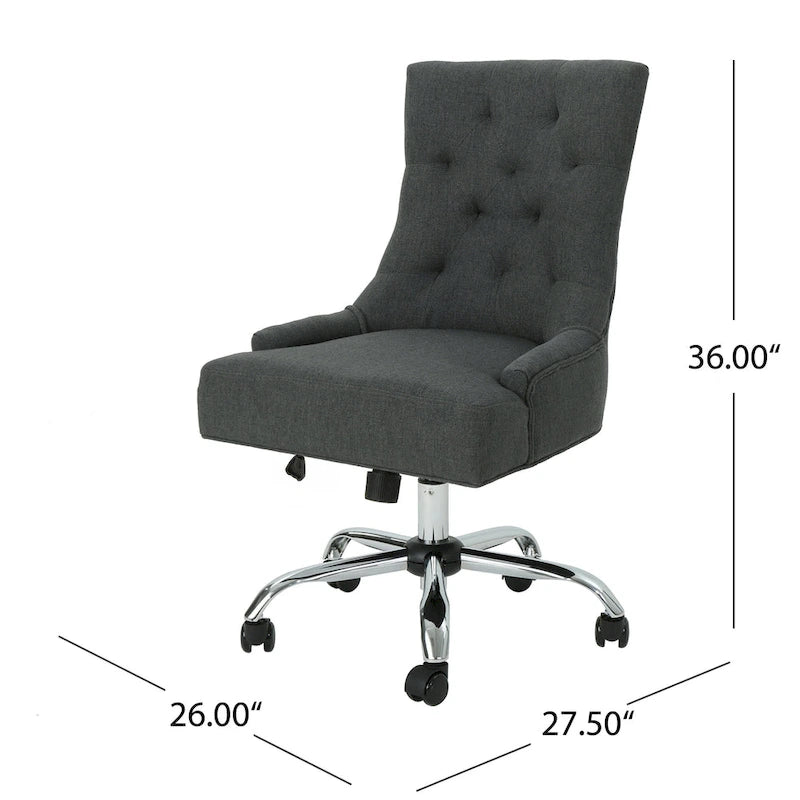 Dark Grey / Beige Diamond Tufted Swivel Office Chair for 1 Person