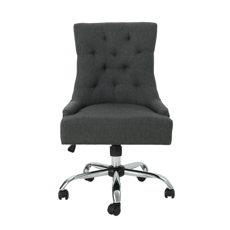 Dark Grey / Beige Diamond Tufted Swivel Office Chair for 1 Person