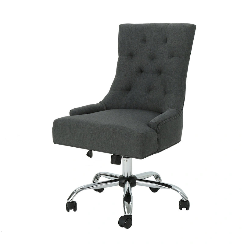Dark Grey / Beige Diamond Tufted Swivel Office Chair for 1 Person