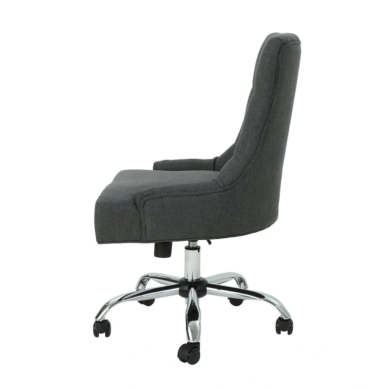 Dark Grey / Beige Diamond Tufted Swivel Office Chair for 1 Person