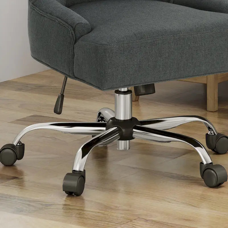 Dark Grey / Beige Diamond Tufted Swivel Office Chair for 1 Person