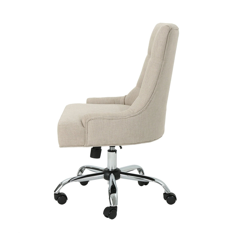 Dark Grey / Beige Diamond Tufted Swivel Office Chair for 1 Person