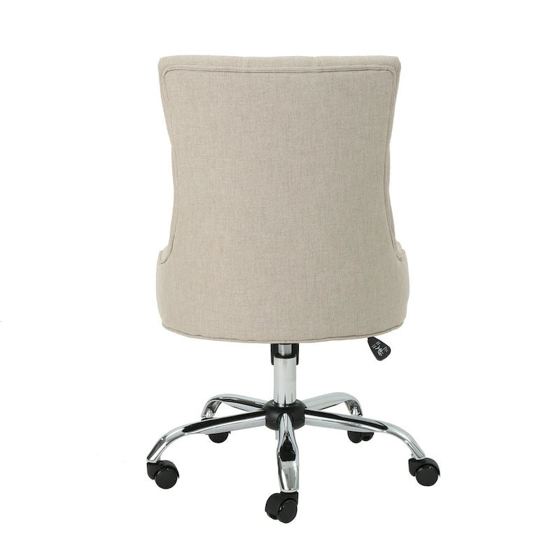 Dark Grey / Beige Diamond Tufted Swivel Office Chair for 1 Person