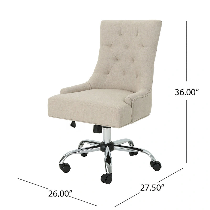 Dark Grey / Beige Diamond Tufted Swivel Office Chair for 1 Person
