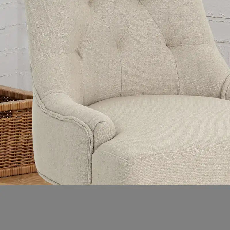Dark Grey / Beige Diamond Tufted Swivel Office Chair for 1 Person