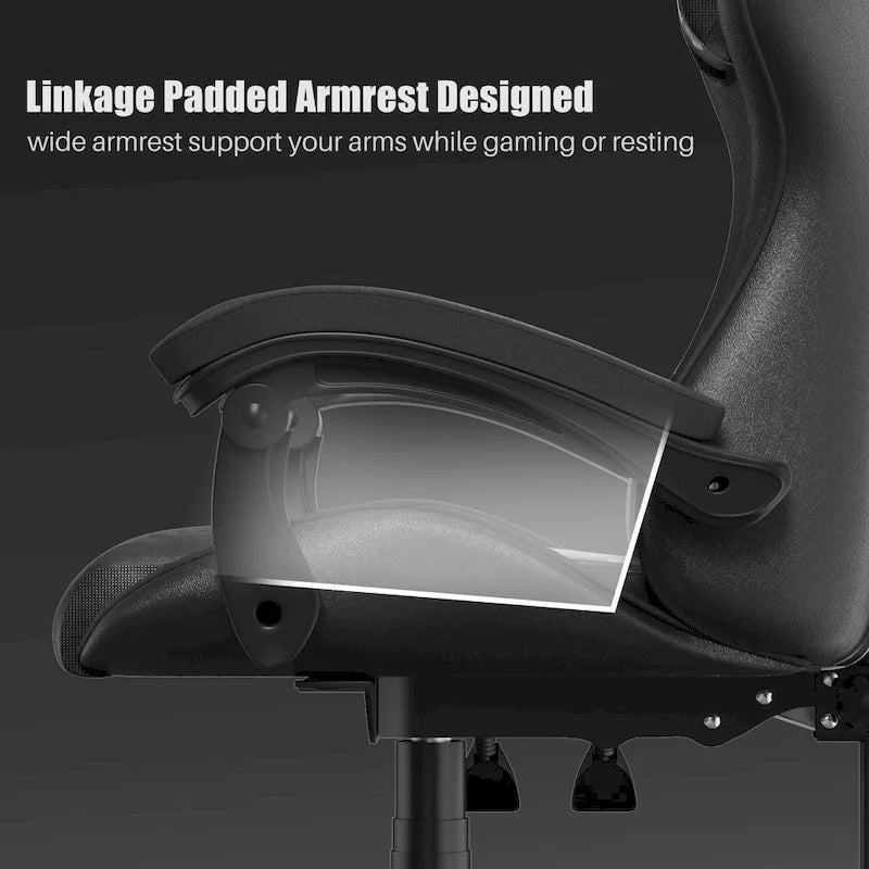 Grey/Black, Black/Pink, Orange/Black, Black/Purple Reclining High-Back Gaming Chair for 1 Person