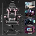 Grey/Black, Black/Pink, Orange/Black, Black/Purple Reclining High-Back Gaming Chair for 1 Person