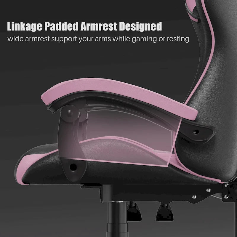 Grey/Black, Black/Pink, Orange/Black, Black/Purple Reclining High-Back Gaming Chair for 1 Person