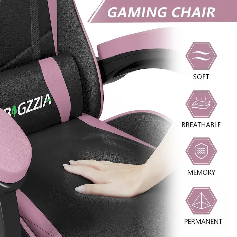 Grey/Black, Black/Pink, Orange/Black, Black/Purple Reclining High-Back Gaming Chair for 1 Person