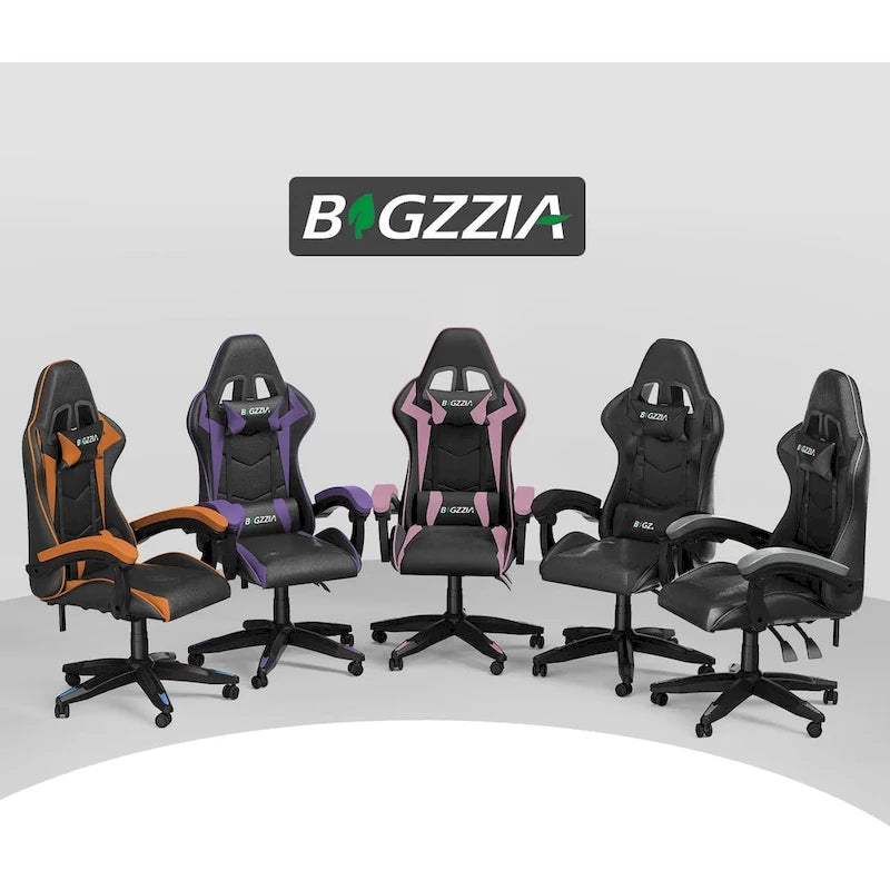 Grey/Black, Black/Pink, Orange/Black, Black/Purple Reclining High-Back Gaming Chair for 1 Person