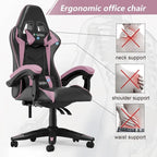 Grey/Black, Black/Pink, Orange/Black, Black/Purple Reclining High-Back Gaming Chair for 1 Person
