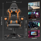 Grey/Black, Black/Pink, Orange/Black, Black/Purple Reclining High-Back Gaming Chair for 1 Person