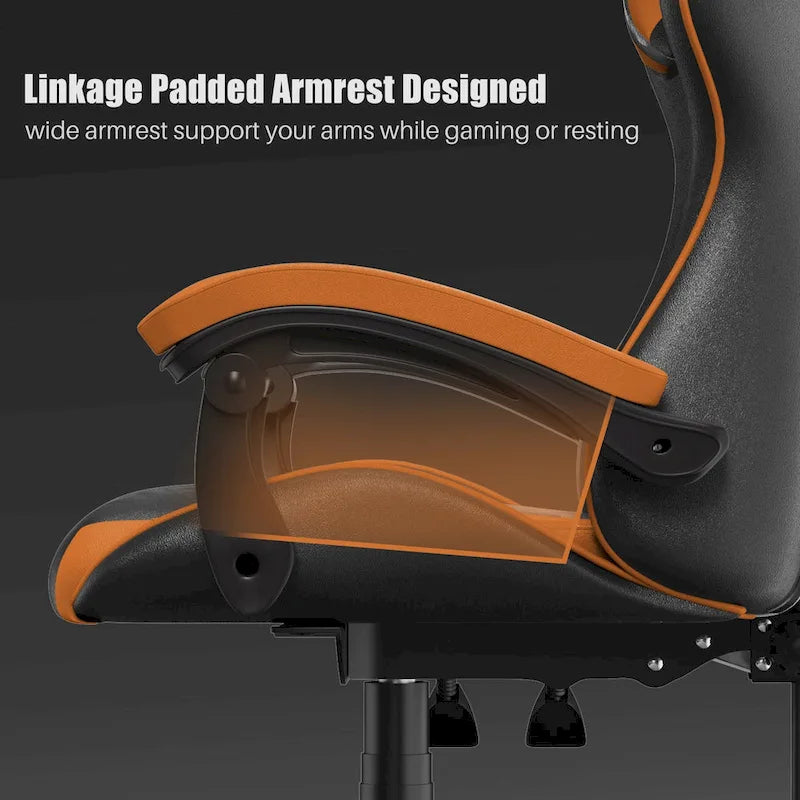 Grey/Black, Black/Pink, Orange/Black, Black/Purple Reclining High-Back Gaming Chair for 1 Person