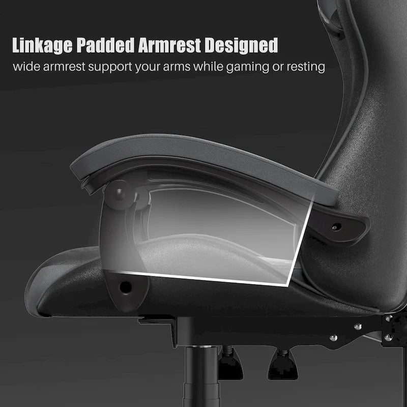 Grey/Black, Black/Pink, Orange/Black, Black/Purple Reclining High-Back Gaming Chair for 1 Person