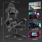 Grey/Black, Black/Pink, Orange/Black, Black/Purple Reclining High-Back Gaming Chair for 1 Person