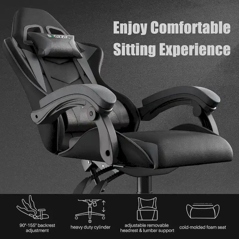 Grey/Black, Black/Pink, Orange/Black, Black/Purple Reclining High-Back Gaming Chair for 1 Person