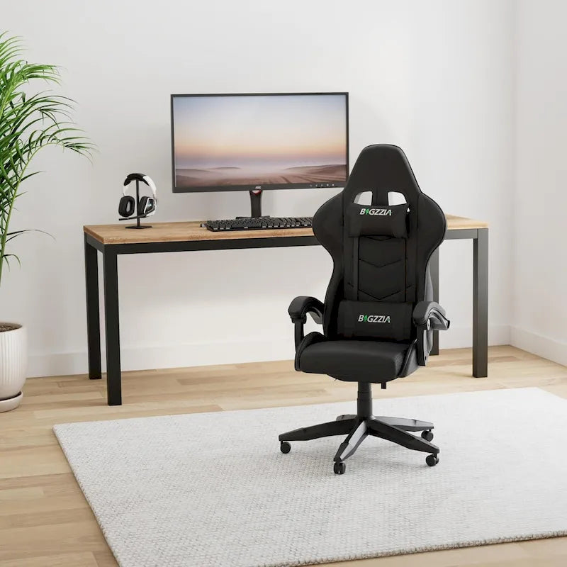 Grey/Black, Black/Pink, Orange/Black, Black/Purple Reclining High-Back Gaming Chair for 1 Person