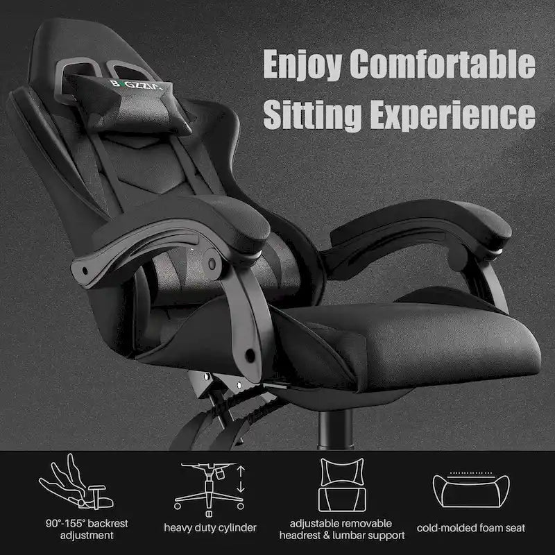 Grey/Black, Black/Pink, Orange/Black, Black/Purple Reclining High-Back Gaming Chair for 1 Person