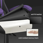Grey/Black, Black/Pink, Orange/Black, Black/Purple Reclining High-Back Gaming Chair for 1 Person
