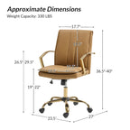 PU Leather Swivel Rocking Office Chair with Gold Metal Base, 1-Person (Grey/Camel/Ivory)