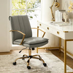 PU Leather Swivel Rocking Office Chair with Gold Metal Base, 1-Person (Grey/Camel/Ivory)