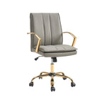 PU Leather Swivel Rocking Office Chair with Gold Metal Base, 1-Person (Grey/Camel/Ivory)