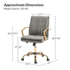 PU Leather Swivel Rocking Office Chair with Gold Metal Base, 1-Person (Grey/Camel/Ivory)