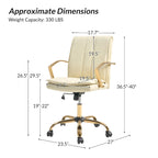 PU Leather Swivel Rocking Office Chair with Gold Metal Base, 1-Person (Grey/Camel/Ivory)