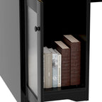 L-Shaped Corner Desk with Hutch & File Cabinet, 1-Person (Black / Red Oak / White / Rustic Brown / Grey Oak)