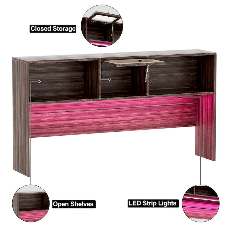 L-Shaped Corner Desk with Hutch & File Cabinet, 1-Person (Black / Red Oak / White / Rustic Brown / Grey Oak)
