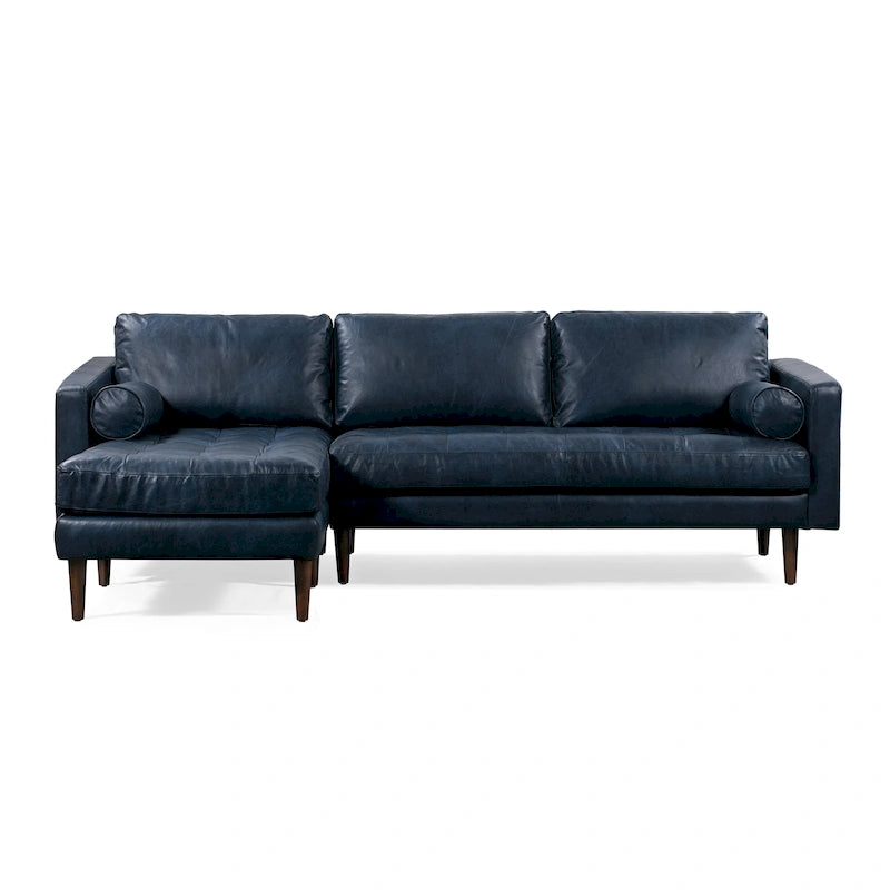 Left Sectional Sofa, Italian Leather, 4 Colors, Seats 3–4