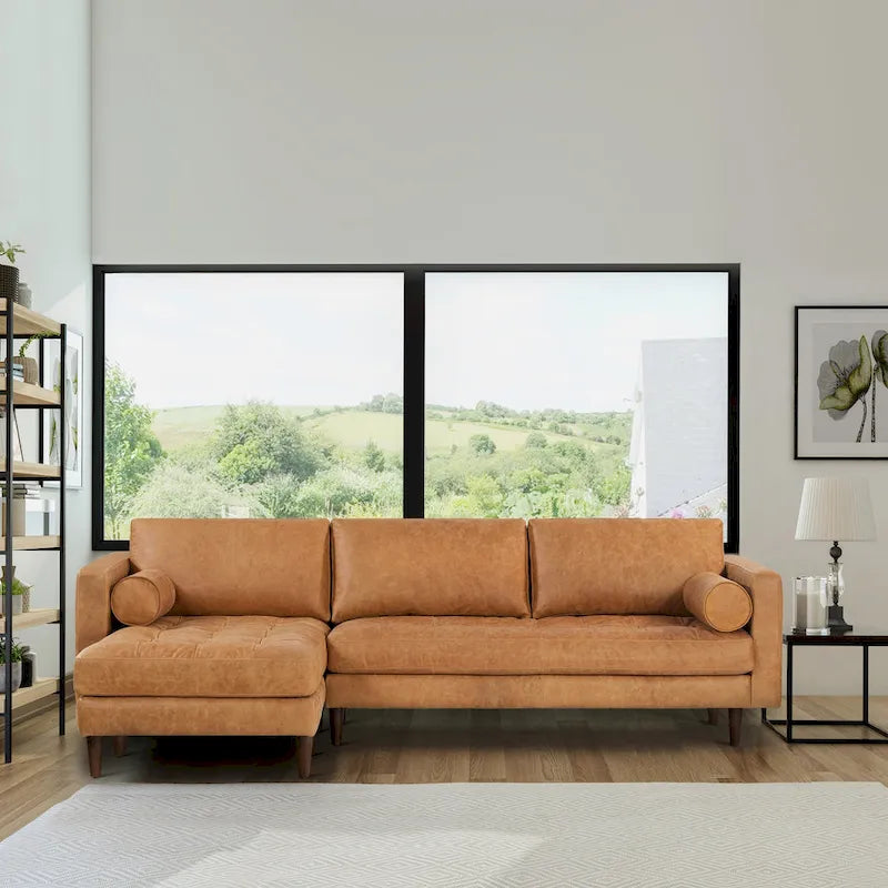 Poly & Bark Napa 104.5  Left Sectional Sofa - Full Grain Genuine Italian Leather