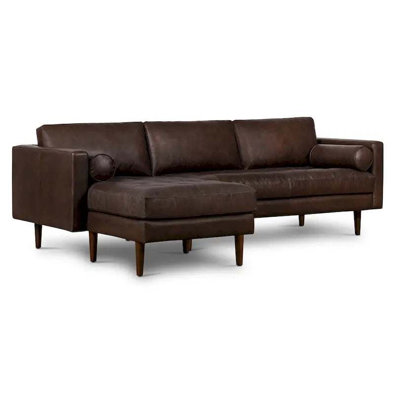 Left Sectional Sofa, Italian Leather, 4 Colors, Seats 3–4