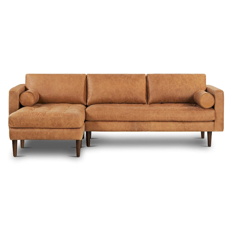 Left Sectional Sofa, Italian Leather, 4 Colors, Seats 3–4