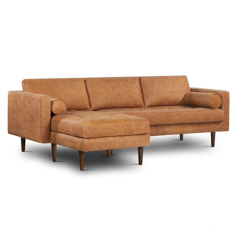 Left Sectional Sofa, Italian Leather, 4 Colors, Seats 3–4