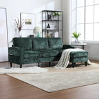 Green / Pink Chenille Sectional Sofa with Storage Ottoman, 2-Seat