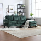 Green / Pink Chenille Sectional Sofa with Storage Ottoman, 2-Seat