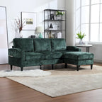 Green / Pink Chenille Sectional Sofa with Storage Ottoman, 2-Seat
