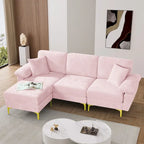 Blue/Pink/Orange/Green/Yellow Velvet U-Shaped Sectional Sofa with Chaise & Pillows, Seats 4–5