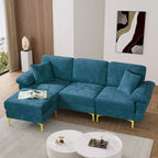 Blue/Pink/Orange/Green/Yellow Velvet U-Shaped Sectional Sofa with Chaise & Pillows, Seats 4–5