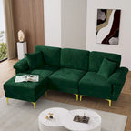 Blue/Pink/Orange/Green/Yellow Velvet U-Shaped Sectional Sofa with Chaise & Pillows, Seats 4–5