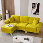 Blue/Pink/Orange/Green/Yellow Velvet U-Shaped Sectional Sofa with Chaise & Pillows, Seats 4–5