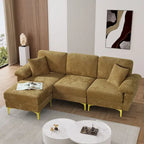 Blue/Pink/Orange/Green/Yellow Velvet U-Shaped Sectional Sofa with Chaise & Pillows, Seats 4–5