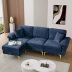 Blue/Pink/Orange/Green/Yellow Velvet U-Shaped Sectional Sofa with Chaise & Pillows, Seats 4–5