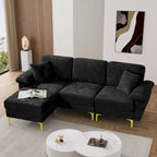 Blue/Pink/Orange/Green/Yellow Velvet U-Shaped Sectional Sofa with Chaise & Pillows, Seats 4–5