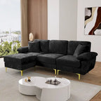 Blue/Pink/Orange/Green/Yellow Velvet U-Shaped Sectional Sofa with Chaise & Pillows, Seats 4–5