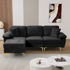 Blue/Pink/Orange/Green/Yellow Velvet U-Shaped Sectional Sofa with Chaise & Pillows, Seats 4–5