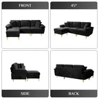 Blue/Pink/Orange/Green/Yellow Velvet U-Shaped Sectional Sofa with Chaise & Pillows, Seats 4–5
